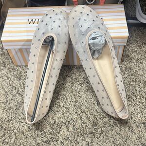 Wild Diva Beige Studded Ballet Flats